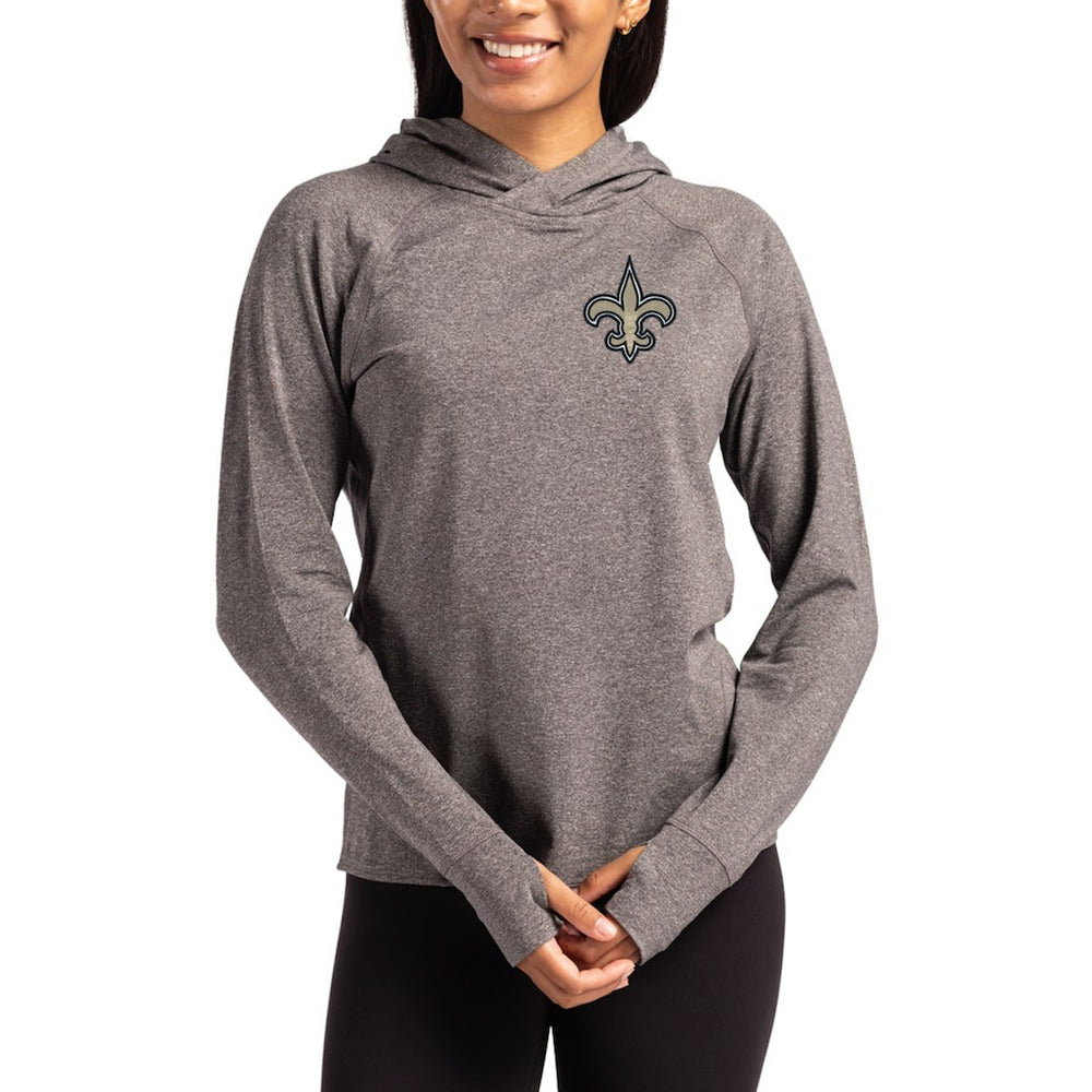 New Orleans Saints Cutter & Buck Women's Primary Logo Adapt Knit Recycled Raglan Pullover Hoodie - Heather Charcoal discount
