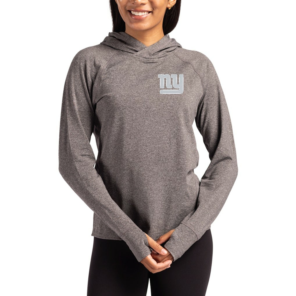 New York Giants Cutter & Buck Women's Primary Logo Adapt Knit Recycled Raglan Pullover Hoodie - Heather Charcoal outlet