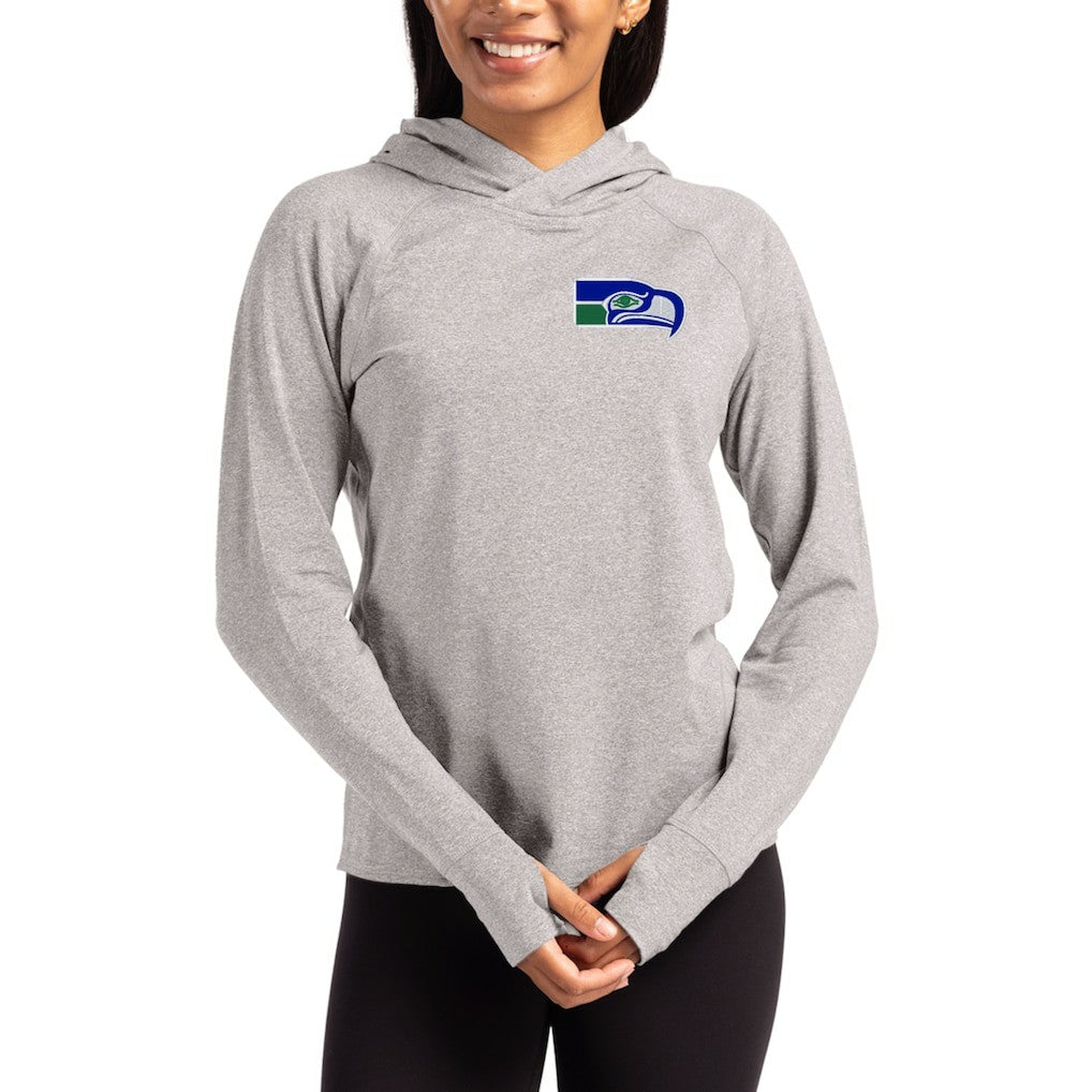 Seattle Seahawks Cutter & Buck Women's Throwback Logo Adapt Knit Recycled Raglan Pullover Hoodie - Heather Gray cheap