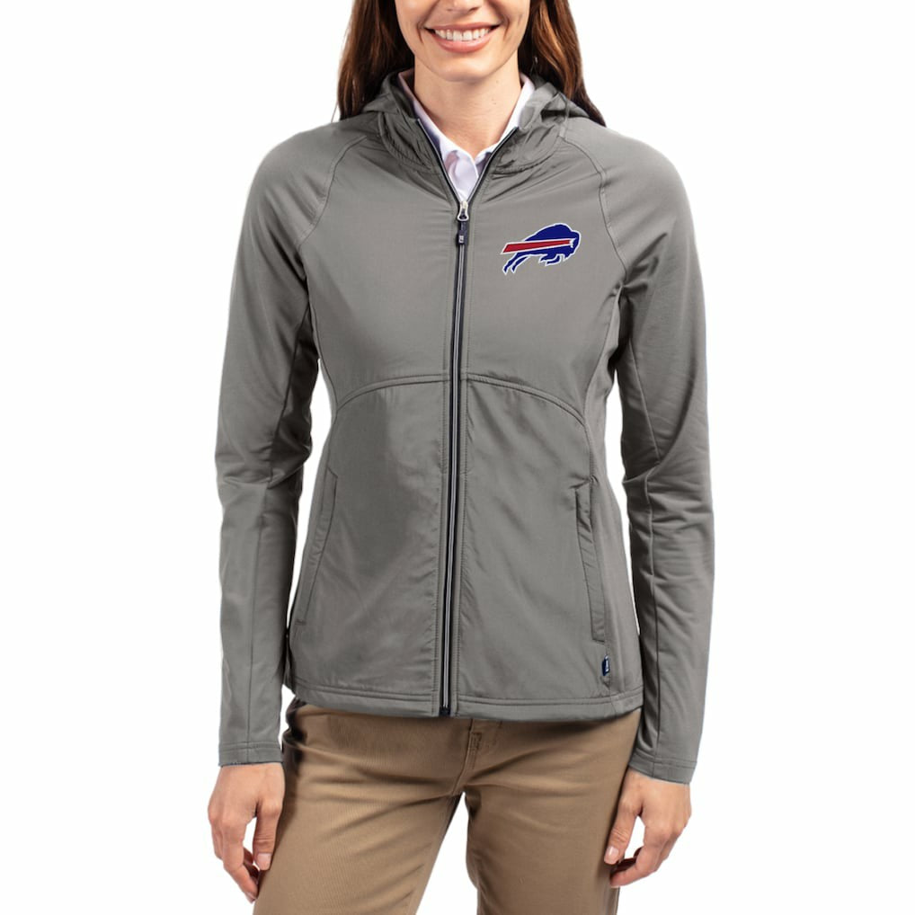 Buffalo Bills Cutter & Buck Women's Adapt Eco Knit Hybrid Recycled Raglan Full-Zip Hoodie Jacket - Gray online