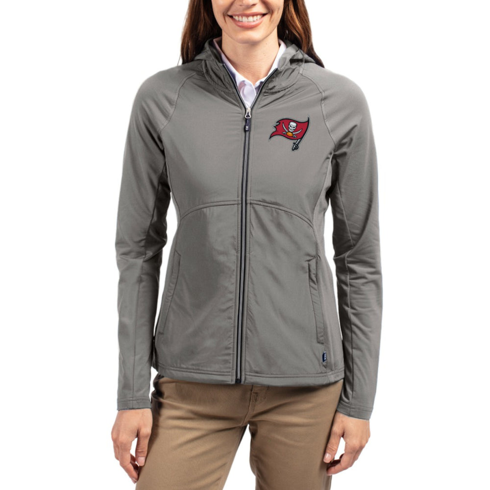 Tampa Bay Buccaneers Cutter & Buck Women's Adapt Eco Knit Hybrid Recycled Raglan Full-Zip Hoodie Jacket - Gray outlet