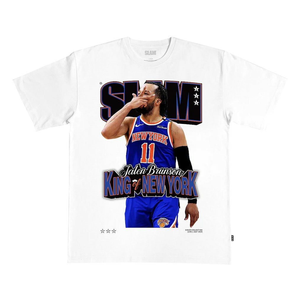 Jalen Brunson New York Knicks SLAM Unisex King of New York Cover T-Shirt - White sale