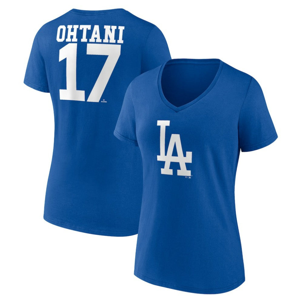 Shohei Ohtani Los Angeles Dodgers Women's Player Name & Number V-Neck T-Shirt - Royal
