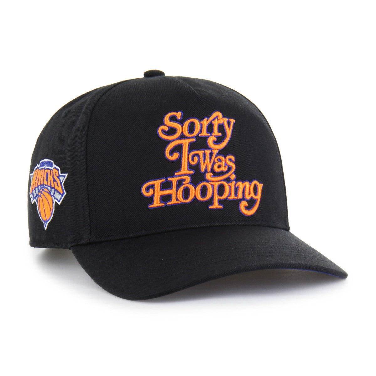 New York Knicks Brand Seen by '47 Sorry I Was Hooping Hitch Adjustable Hat - Black | 47 brand shop