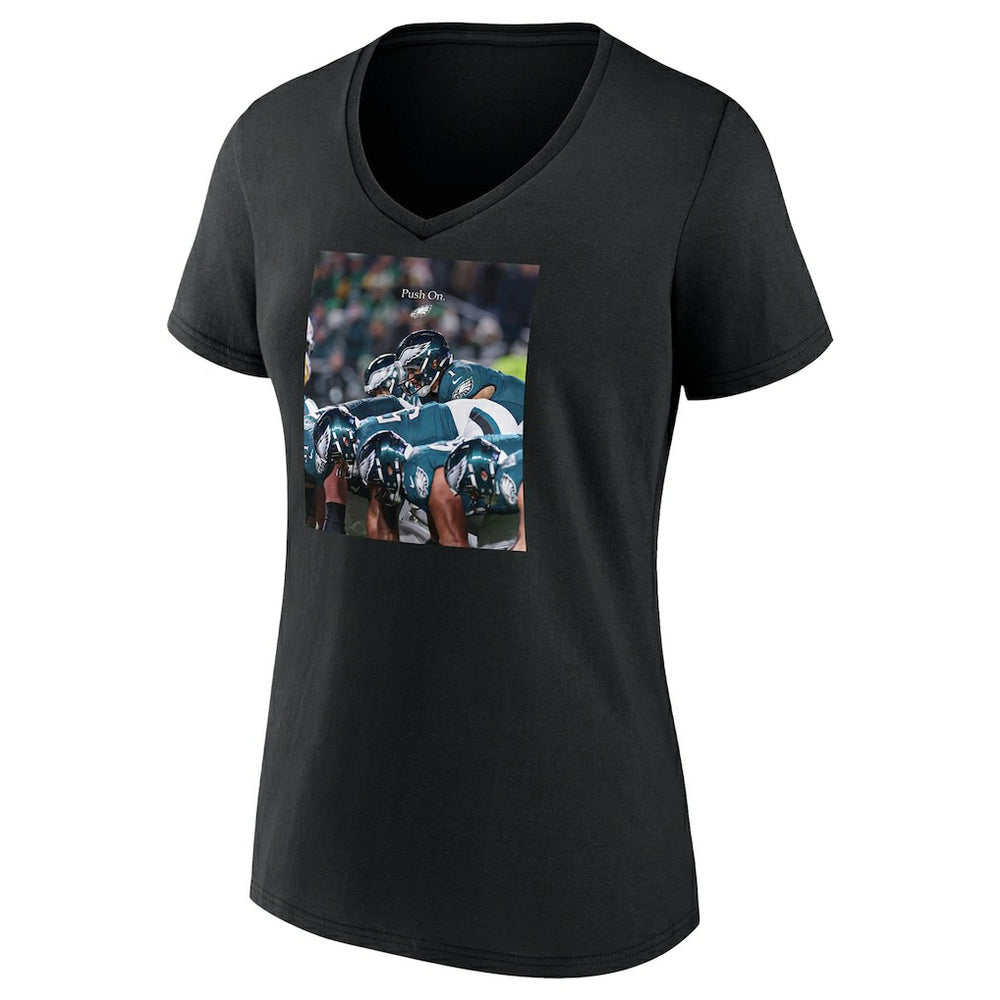 Philadelphia Eagles Women's Push On V-Neck T-Shirt - Black sale