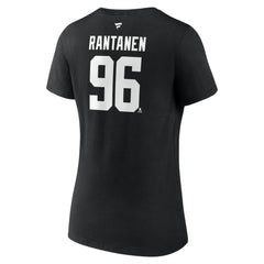 Mikko Rantanen Dallas Stars Fanatics Women's Authentic Stack Name & Number V-Neck T-Shirt Black