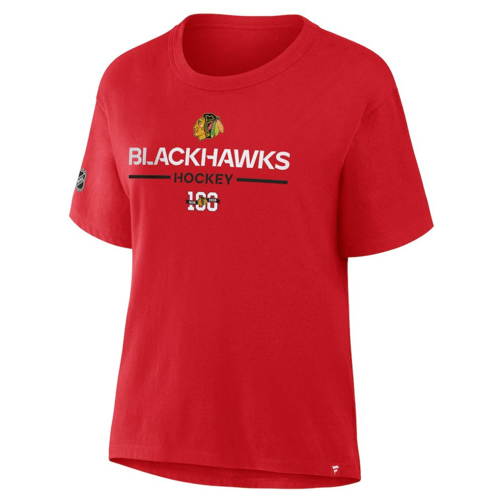 Chicago Blackhawks Fanatics Women's Centennial Celebration T-Shirt Red