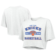 New York Knicks Majestic Threads Women's Boxy Crop Top - White sale
