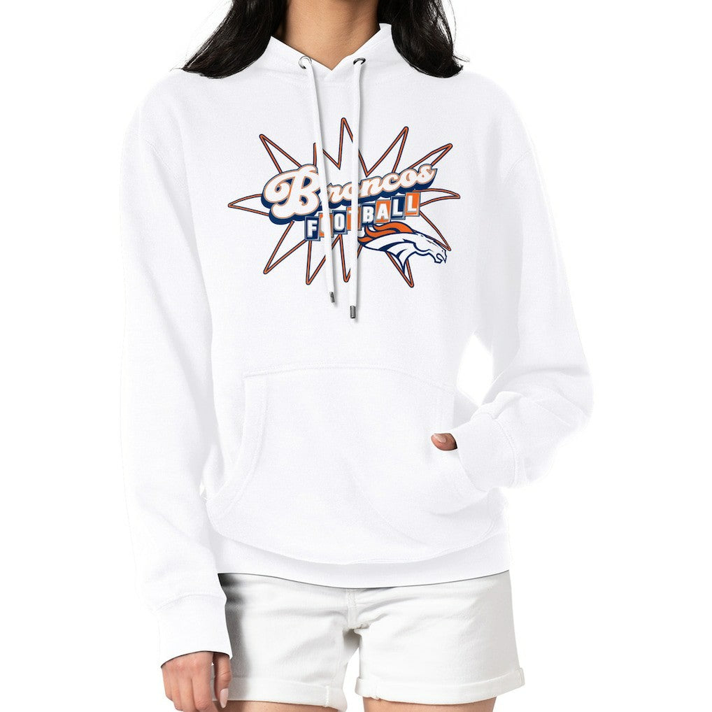 Denver Broncos Starter Women's Drive-In Sign Pullover Hoodie - White cheap