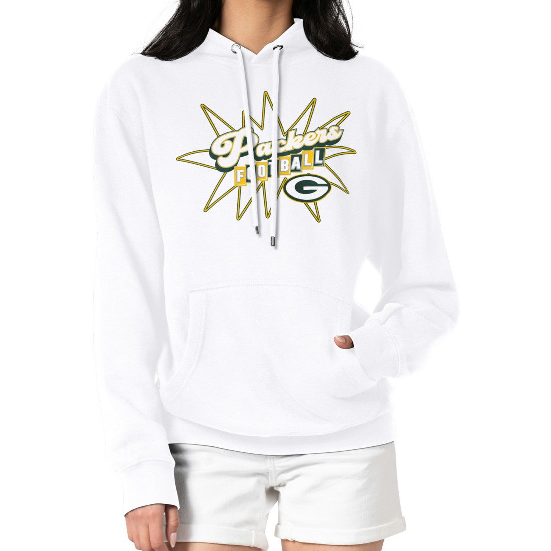 Green Bay Packers Starter Women's Drive-In Sign Pullover Hoodie - White cheap