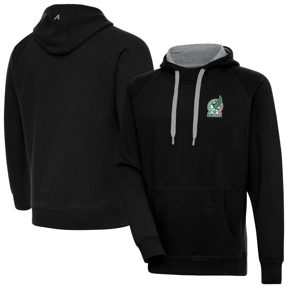 Mexico National Team Antigua Takeover Pullover Hoodie - Black discount