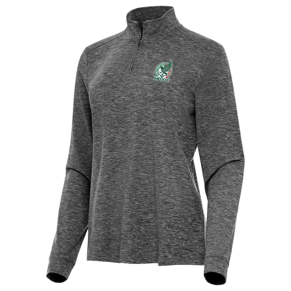 Mexico National Team Antigua Women's Master Quarter-Zip Pullover - Heather Black shop