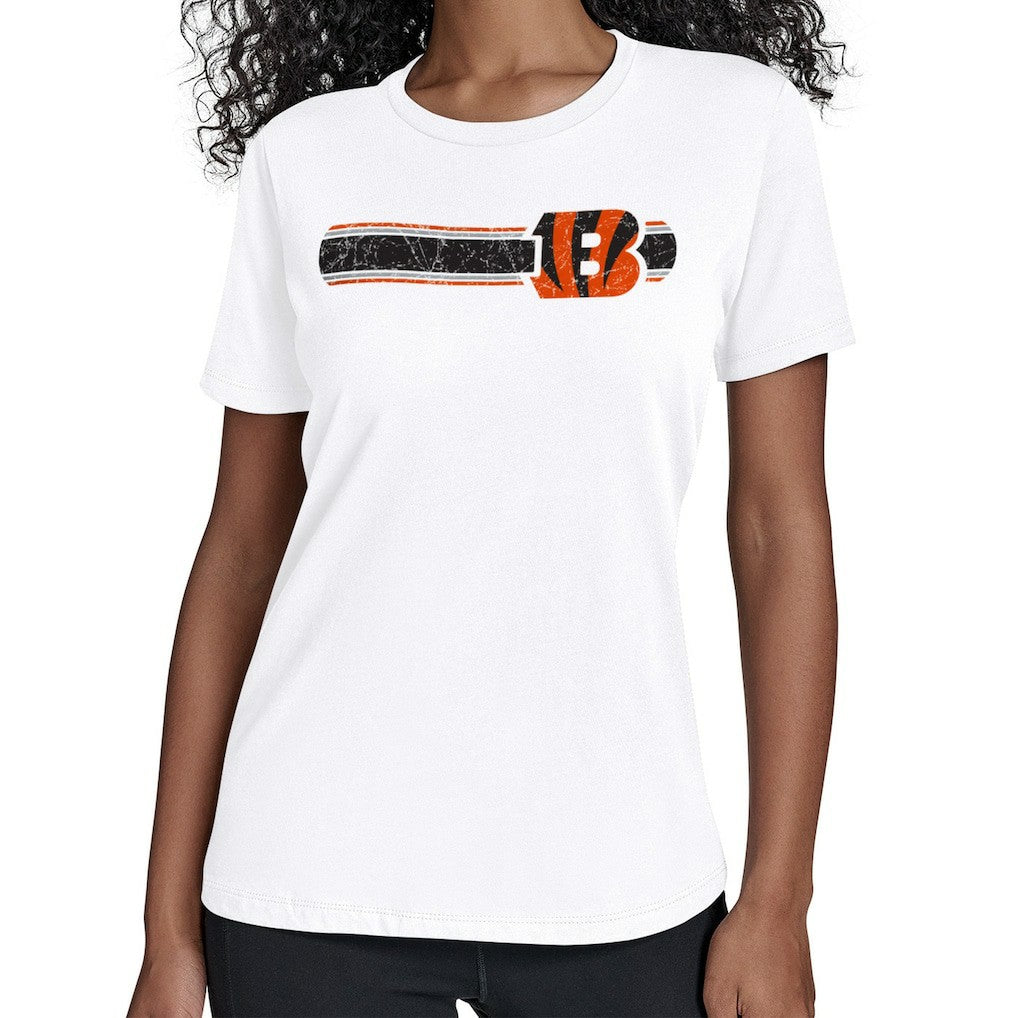 Cincinnati Bengals Starter Women's Team Stripe T-Shirt - White on sale