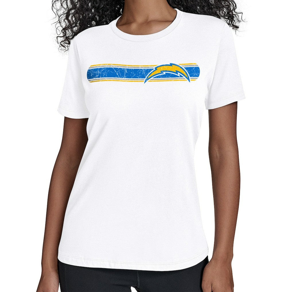 Los Angeles Chargers Starter Women's Team Stripe T-Shirt - White discount