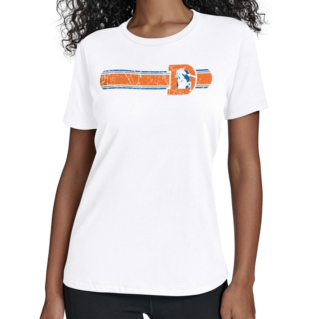 Denver Broncos Starter Women's Throwback Team Stripe T-Shirt - White on sale