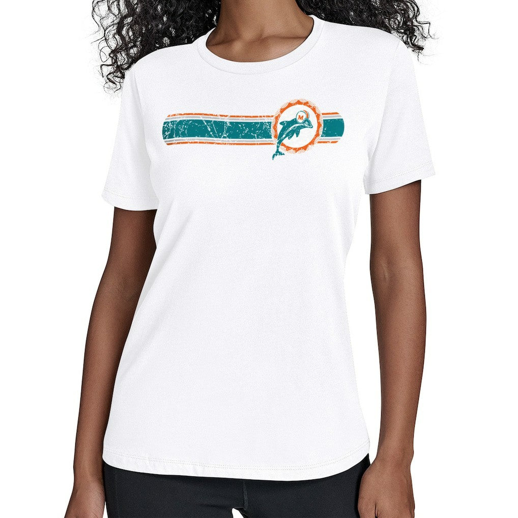 Miami Dolphins Starter Women's Throwback Team Stripe T-Shirt - White for sale