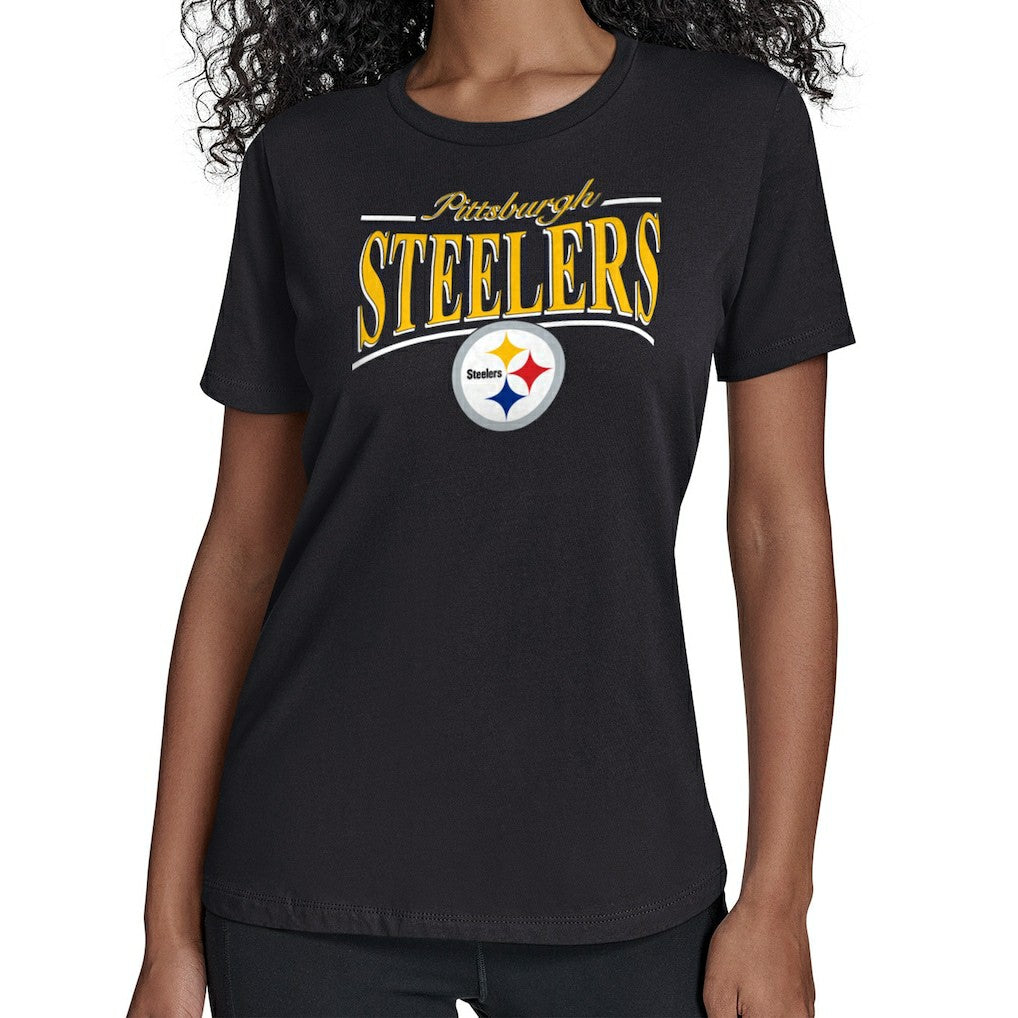 Pittsburgh Steelers Starter Women's Arch Stripe T-Shirt - Black discount