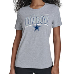 Dallas Cowboys Starter Women's Arch Stripe T-Shirt - Gray for sale