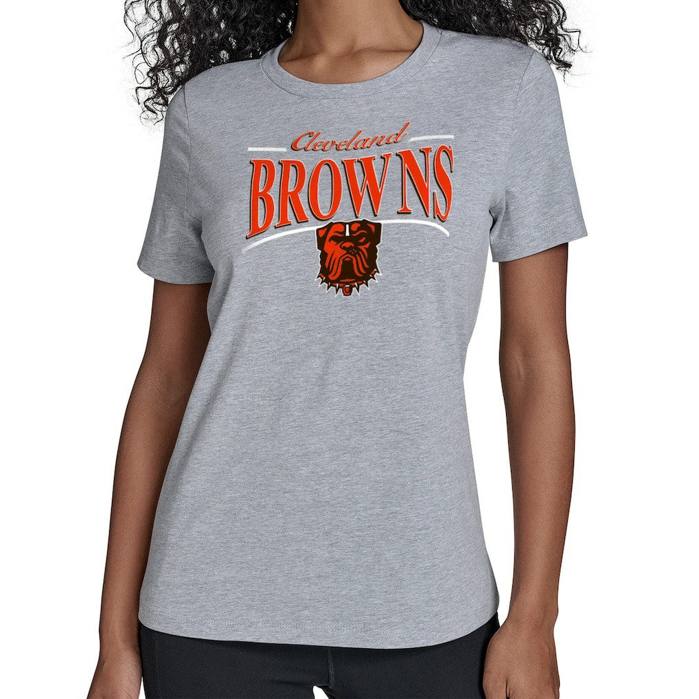 Cleveland Browns Starter Women's Arch Stripe T-Shirt - Gray sale