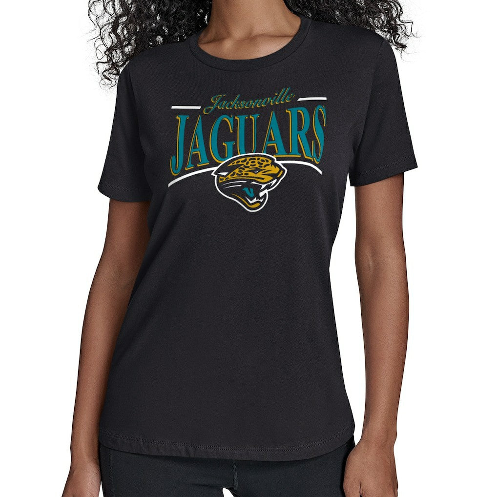 Jacksonville Jaguars Starter Women's Throwback Arch Stripe T-Shirt - Black outlet
