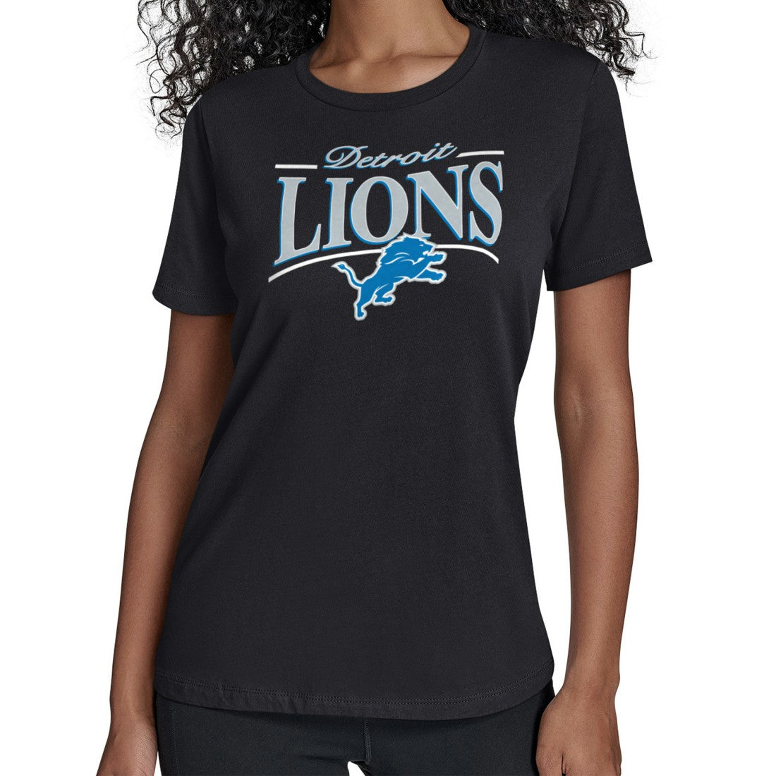 Detroit Lions Starter Women's Arch Stripe T-Shirt - Black discount