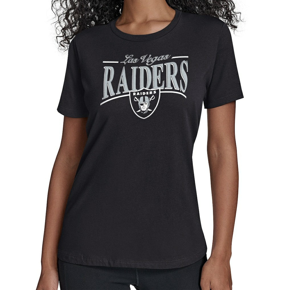 Las Vegas Raiders Starter Women's Arch Stripe T-Shirt - Black discount