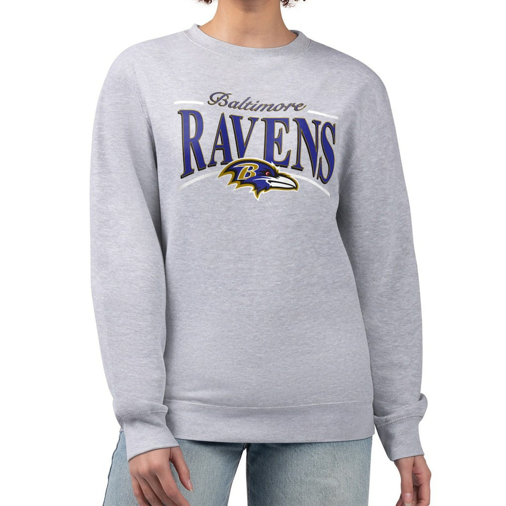 Baltimore Ravens Starter Women's Arch Stripe Fleece Pullover Sweatshirt - Gray sale