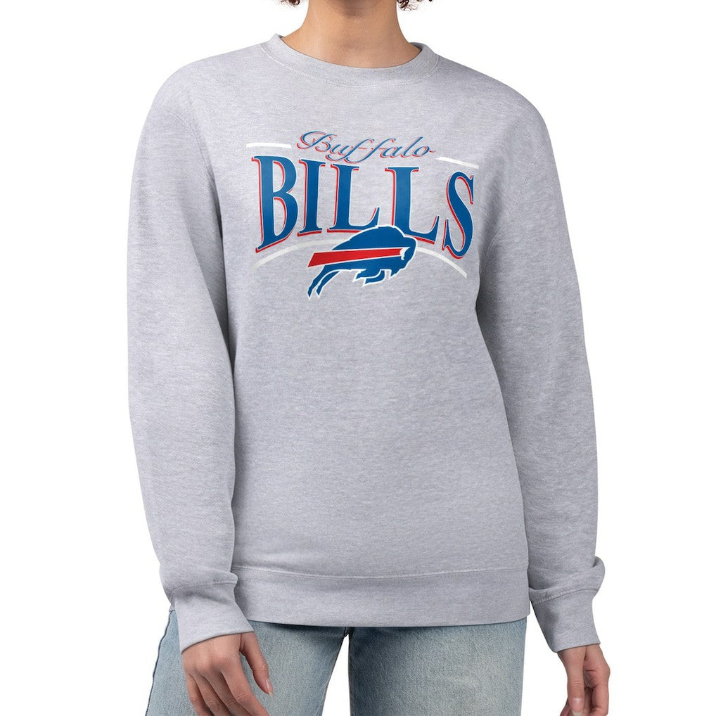 Buffalo Bills Starter Women's Arch Stripe Fleece Pullover Sweatshirt - Gray online