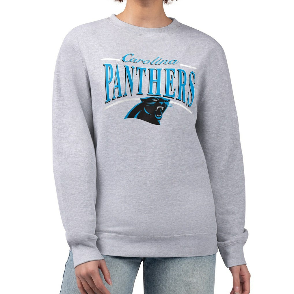 Carolina Panthers Starter Women's Arch Stripe Fleece Pullover Sweatshirt - Gray on sale