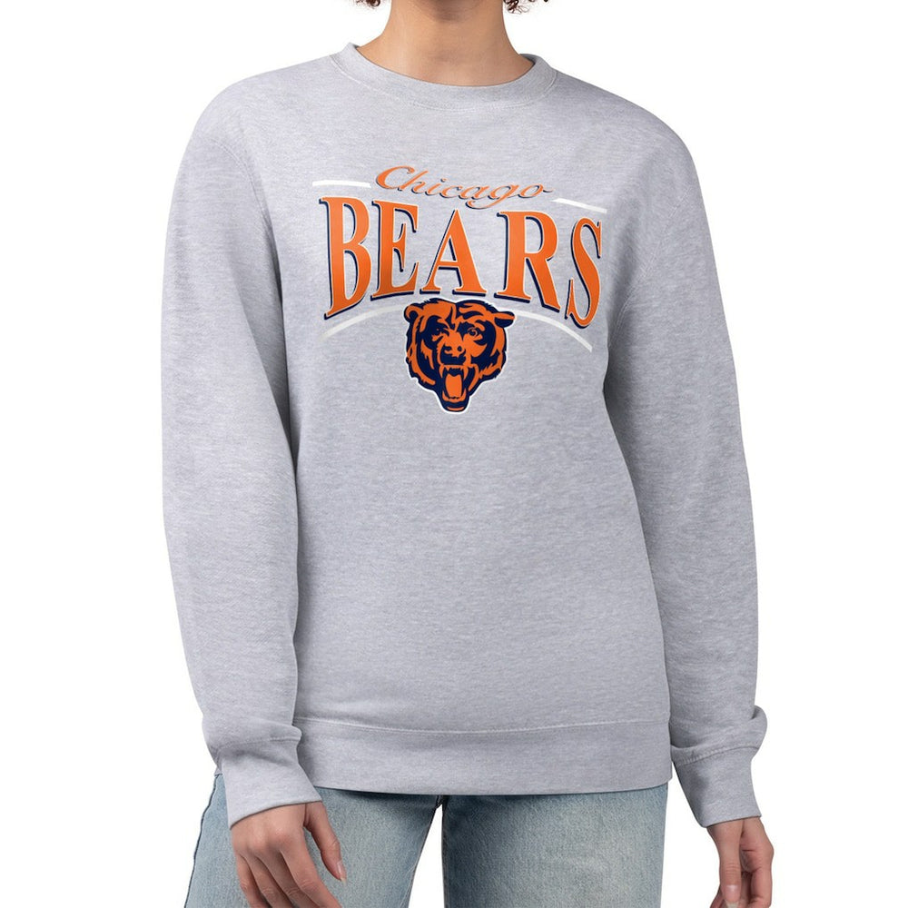 Chicago Bears Starter Women's Arch Stripe Fleece Pullover Sweatshirt - Gray cheap