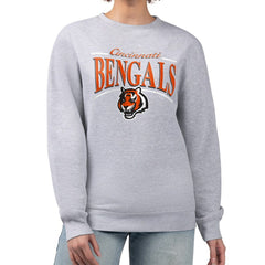 Cincinnati Bengals Starter Women's Arch Stripe Fleece Pullover Sweatshirt - Gray online