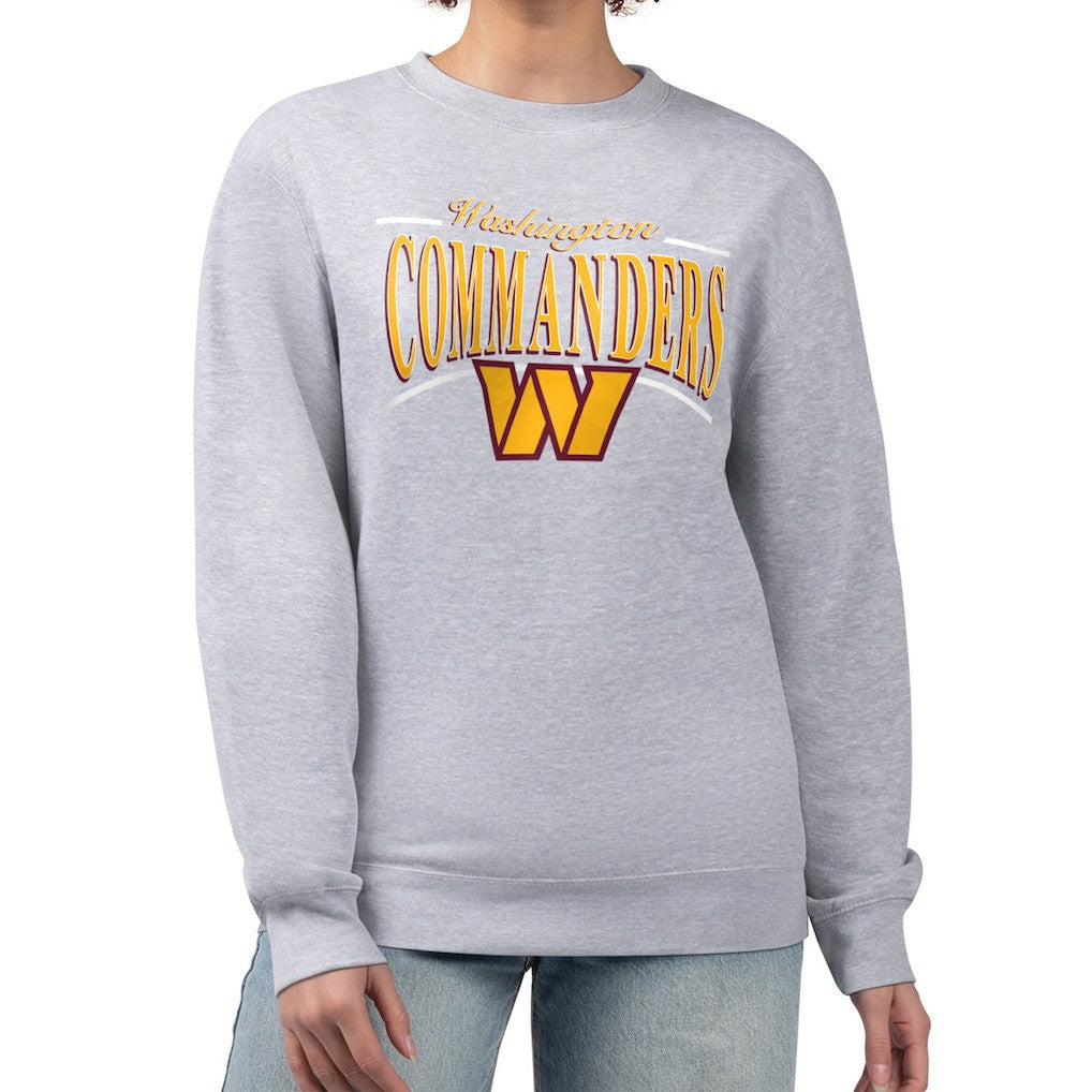 Washington Commanders Starter Women's Arch Stripe Fleece Pullover Sweatshirt - Gray on sale