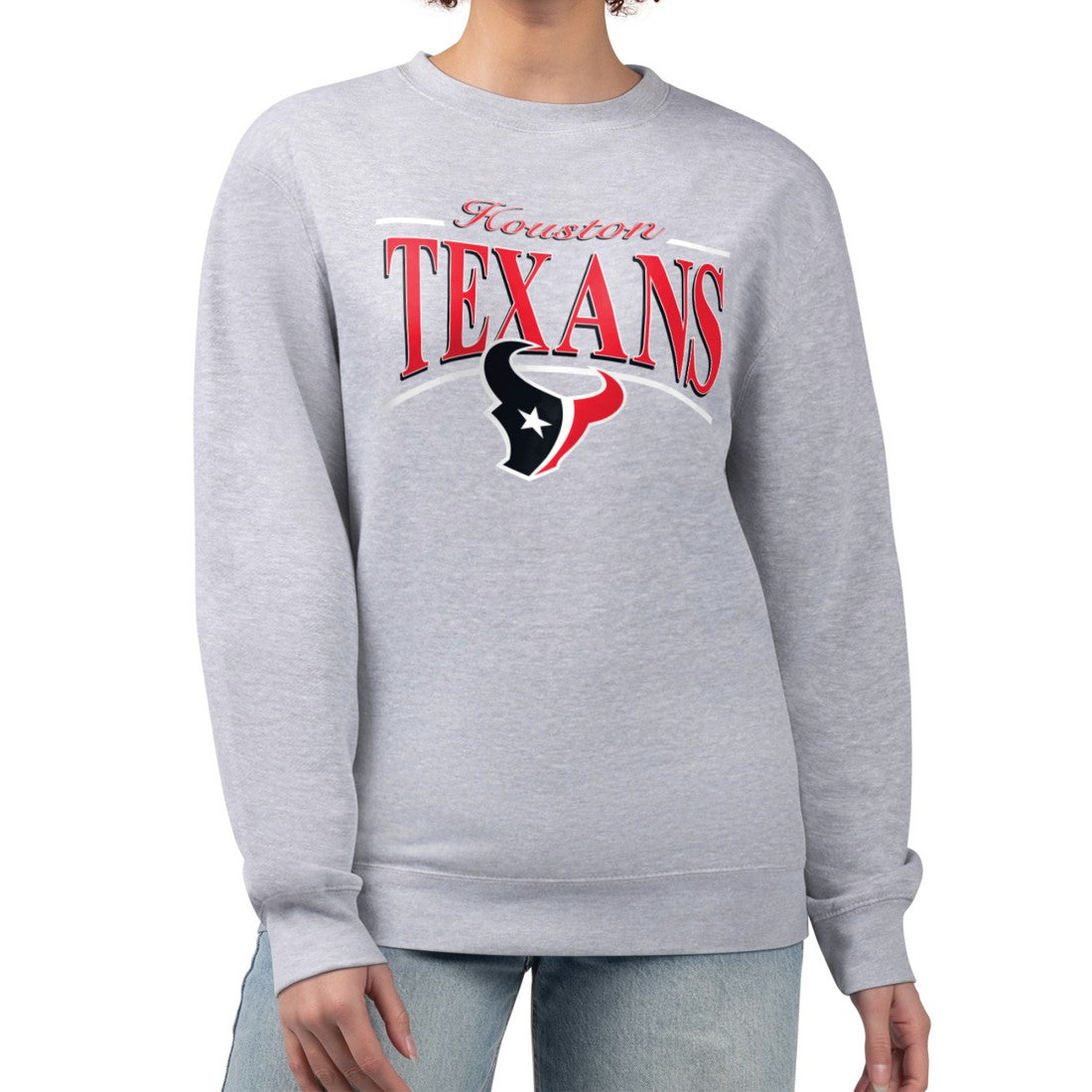 Houston Texans Starter Women's Arch Stripe Fleece Pullover Sweatshirt - Gray sale