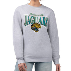 Jacksonville Jaguars Starter Women's Throwback Arch Stripe Fleece Pullover Sweatshirt - Gray outlet