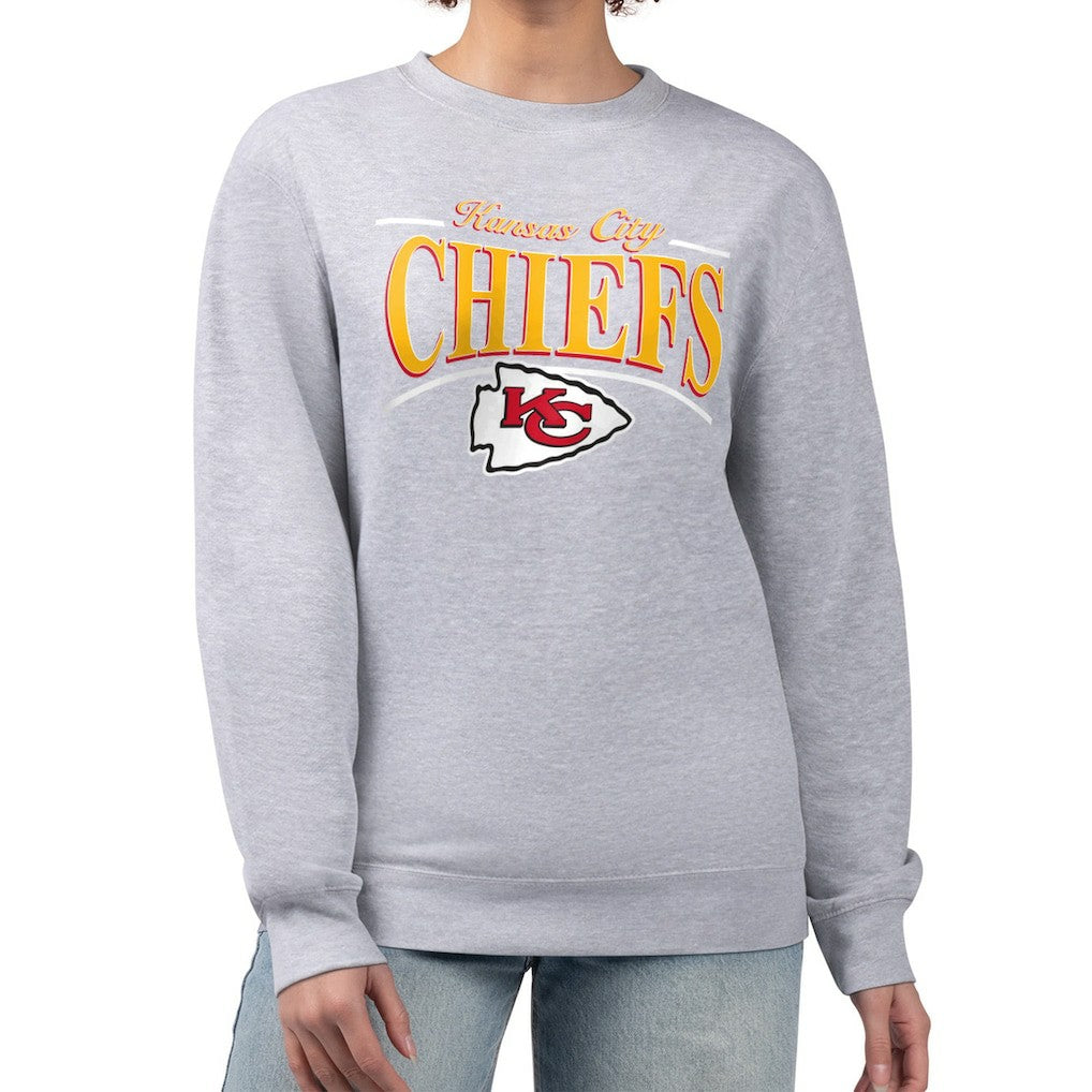 Kansas City Chiefs Starter Women's Arch Stripe Fleece Pullover Sweatshirt - Gray sale