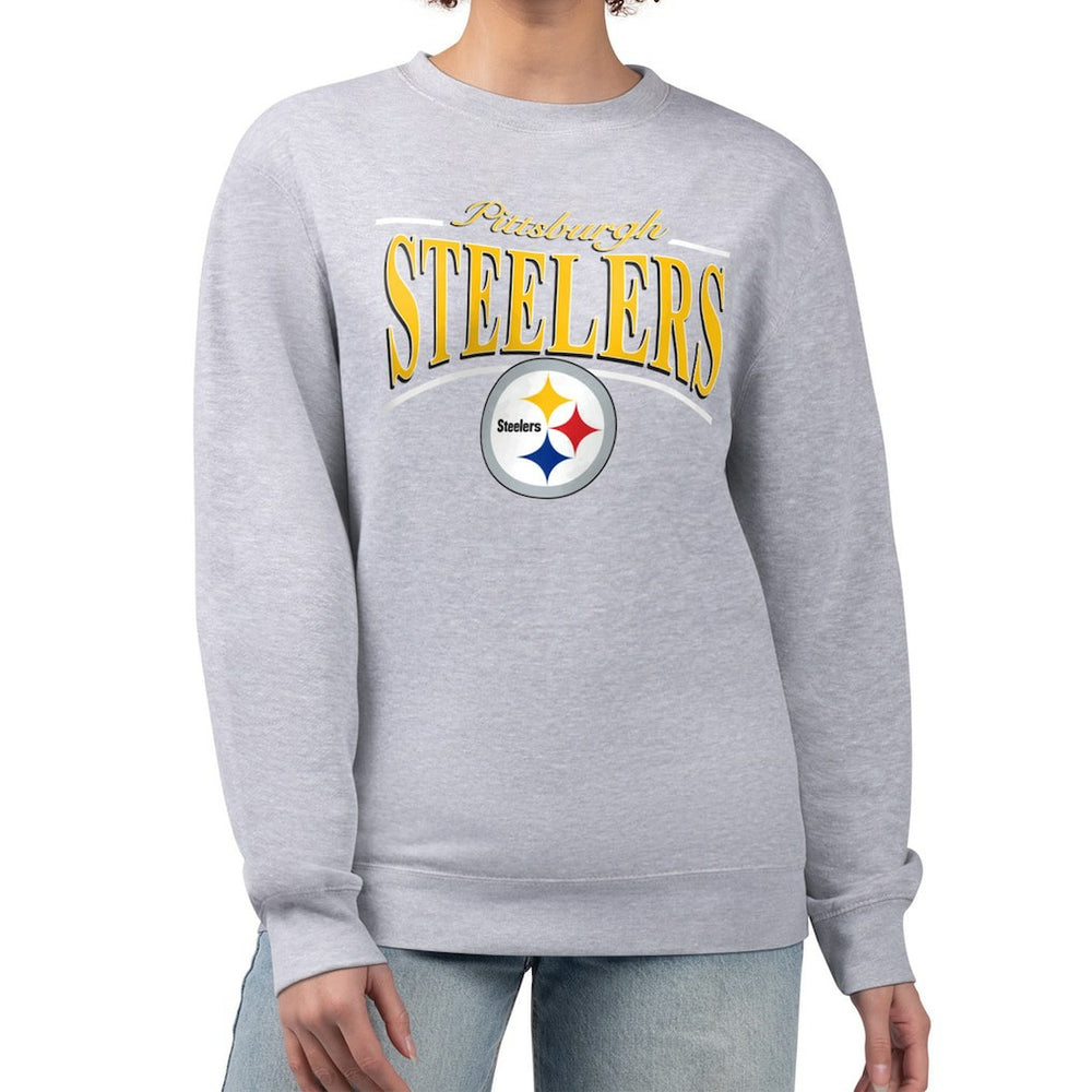 Pittsburgh Steelers Starter Women's Arch Stripe Fleece Pullover Sweatshirt - Gray outlet