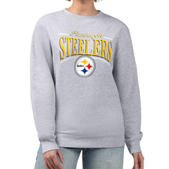 Pittsburgh Steelers Starter Women's Arch Stripe Fleece Pullover Sweatshirt - Gray outlet