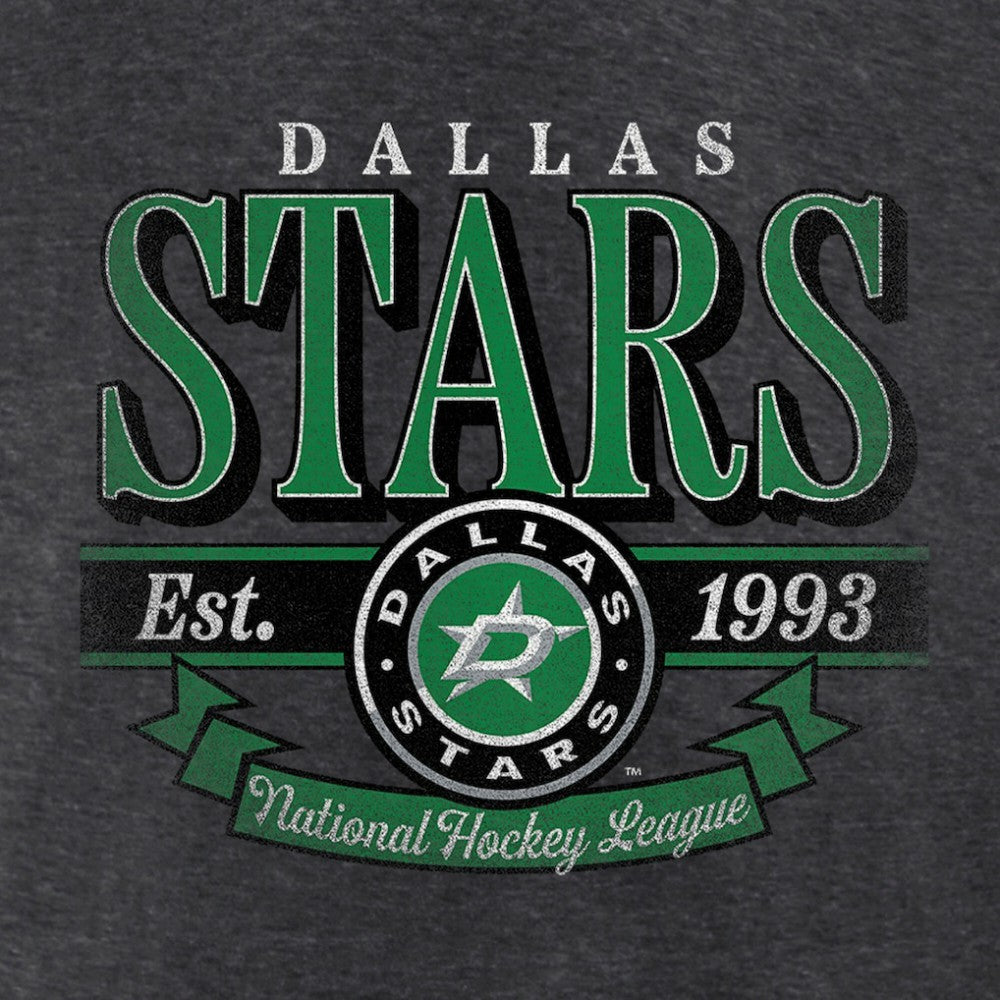 Dallas Stars Women's Retro Banner V-Neck T-Shirt Charcoal