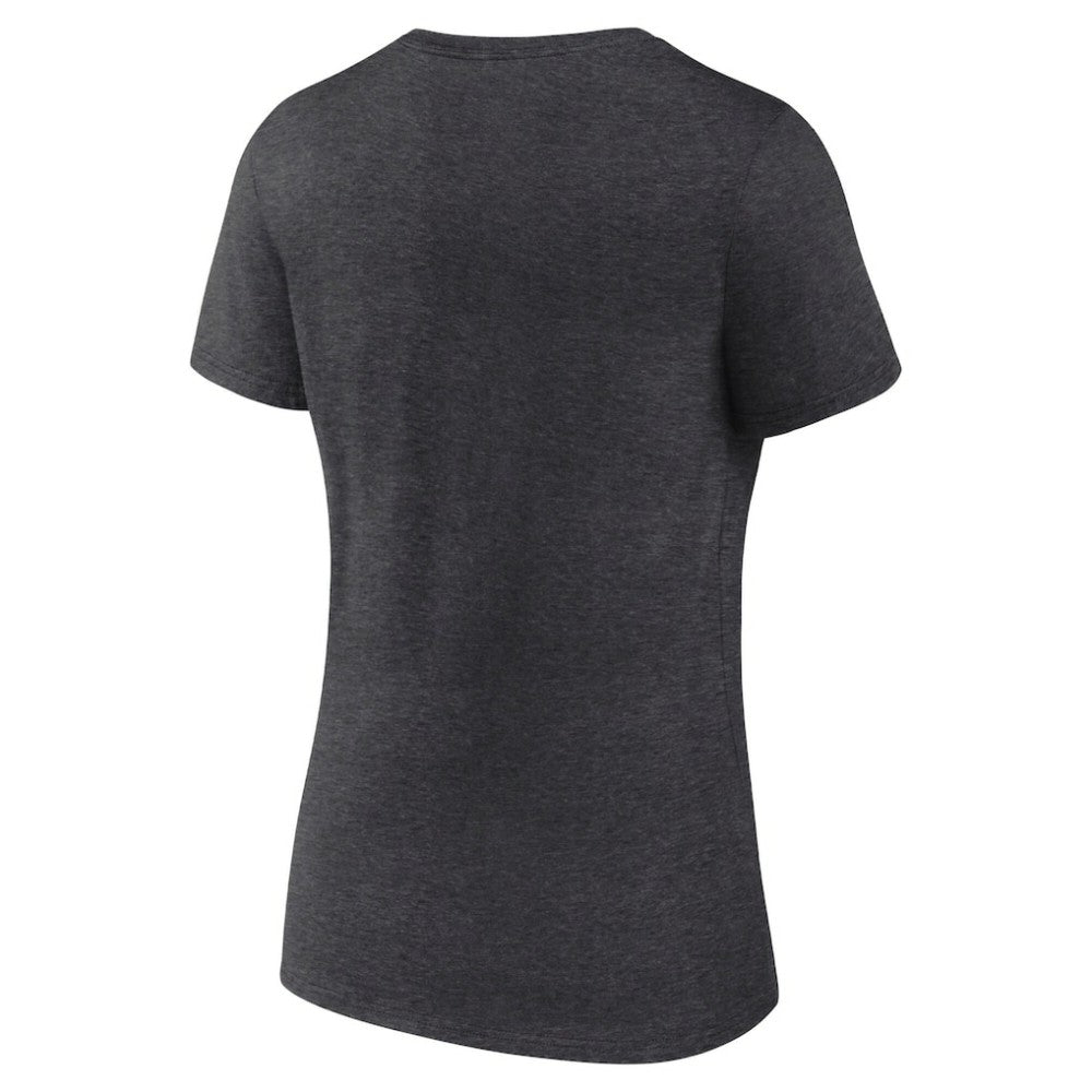 Edmonton Oilers Women's Retro Banner V-Neck T-Shirt Charcoal