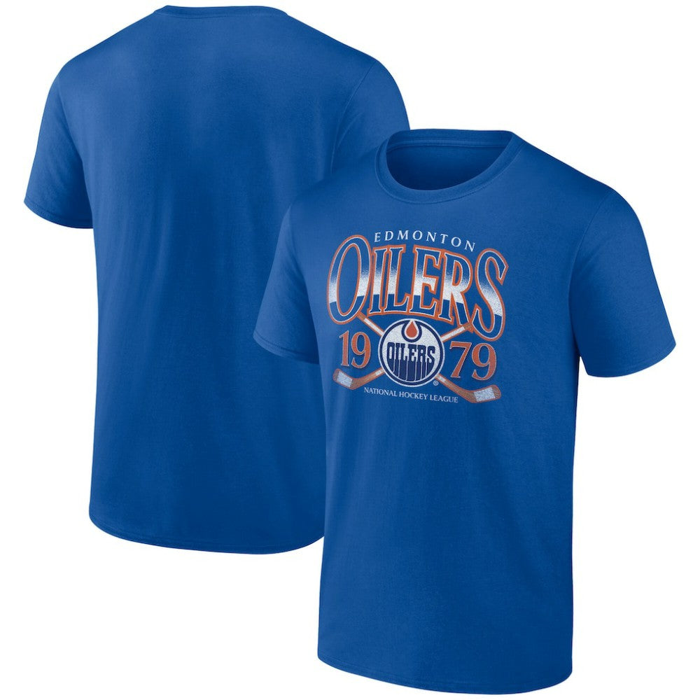 Edmonton Oilers Retro Cross Sticks T-Shirt Royal