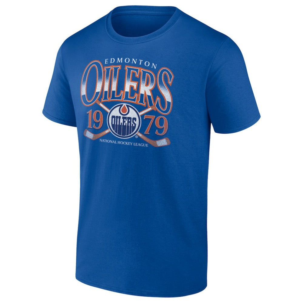 Edmonton Oilers Retro Cross Sticks T-Shirt Royal