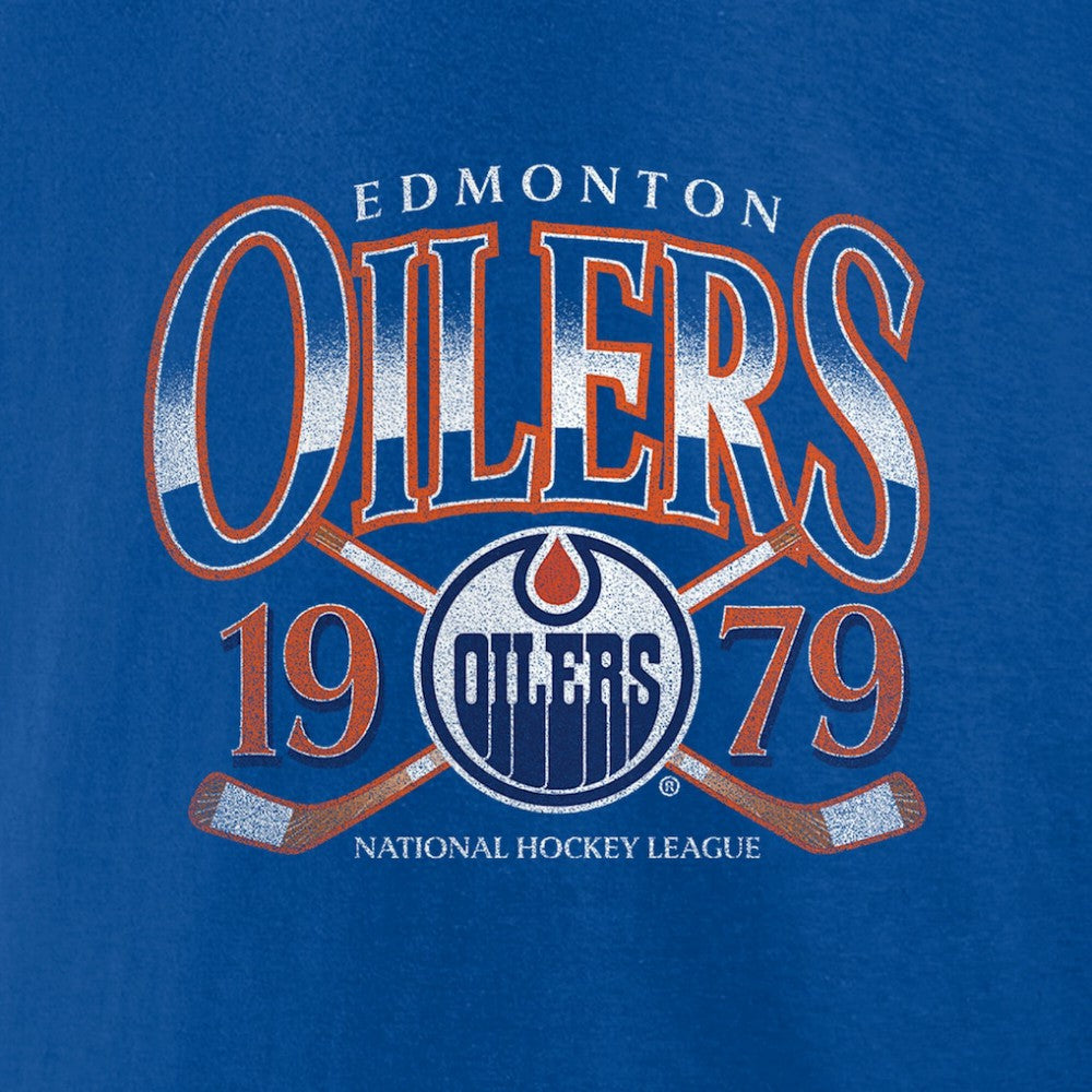 Edmonton Oilers Retro Cross Sticks T-Shirt Royal