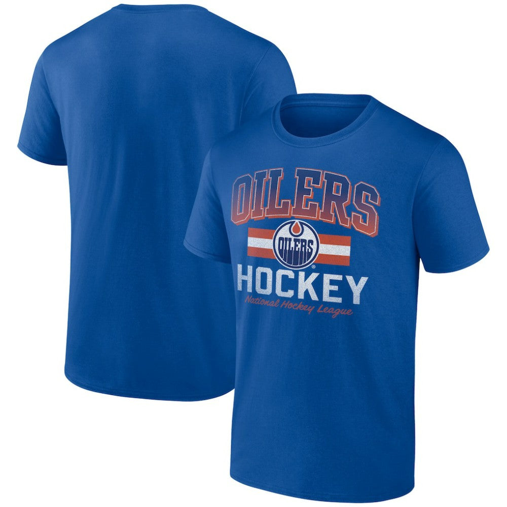 Edmonton Oilers Retro Stripe T-Shirt Royal