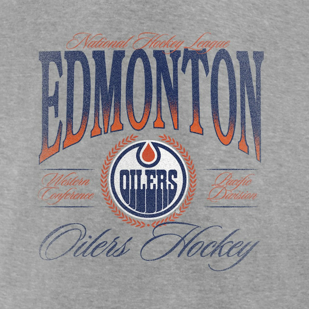 Edmonton Oilers Women's Retro Script V-Neck T-Shirt Gray