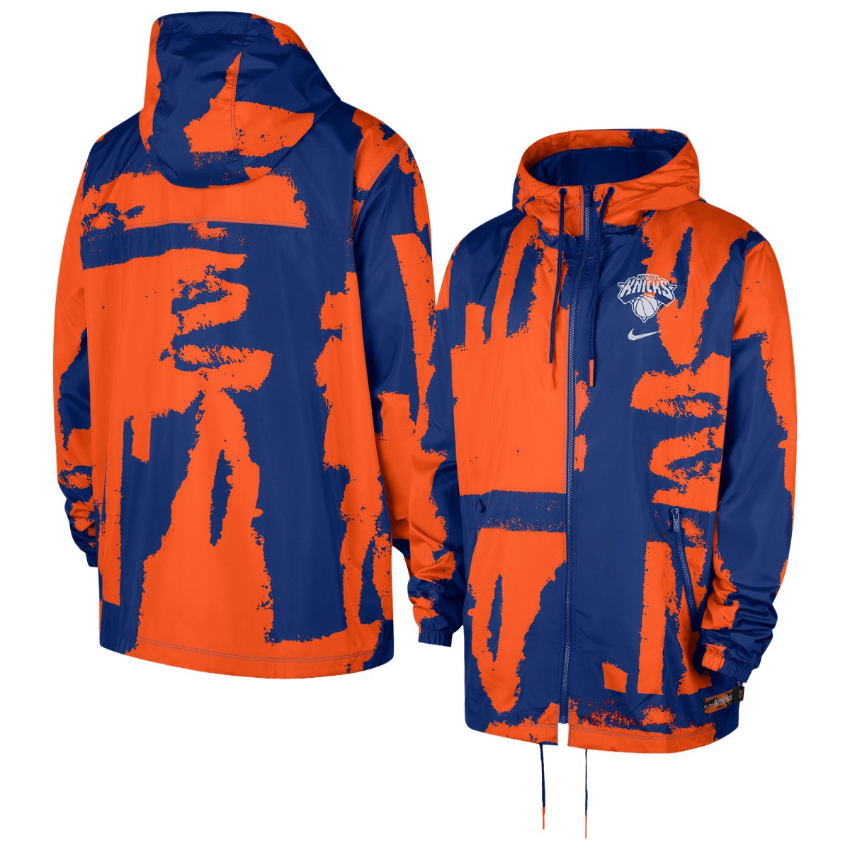 New York Knicks Courtside Club Premium Woven Full-Zip Hooded Jacket - Blue/Orange | Nike discount