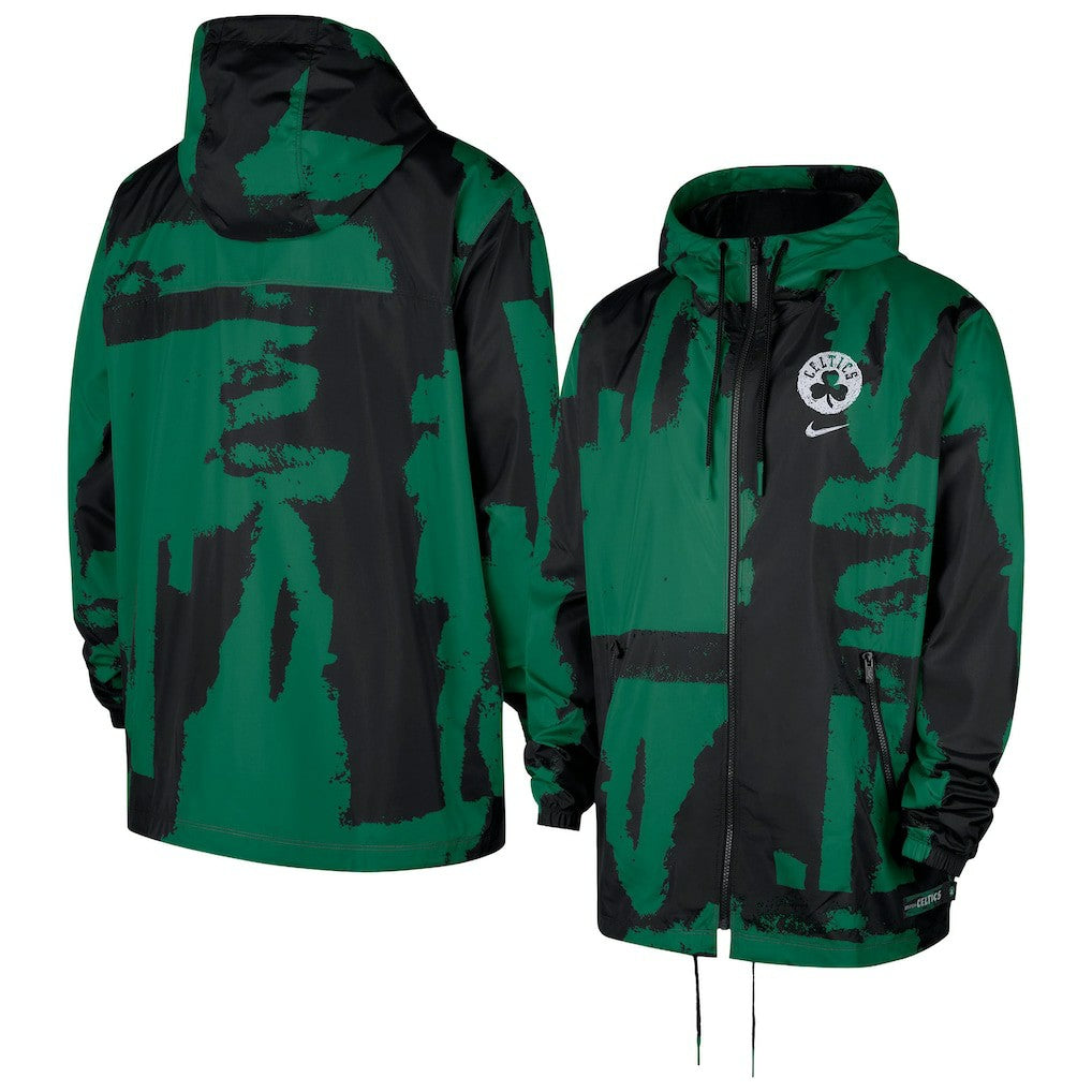 Boston Celtics Courtside Club Premium Woven Full-Zip Hooded Jacket - Black/Kelly Green | Nike online