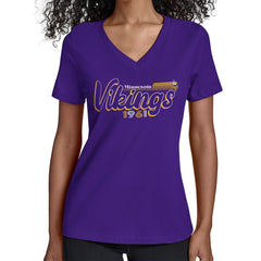 Minnesota Vikings Starter Women's Groovy Script V-Neck T-Shirt - Purple sale