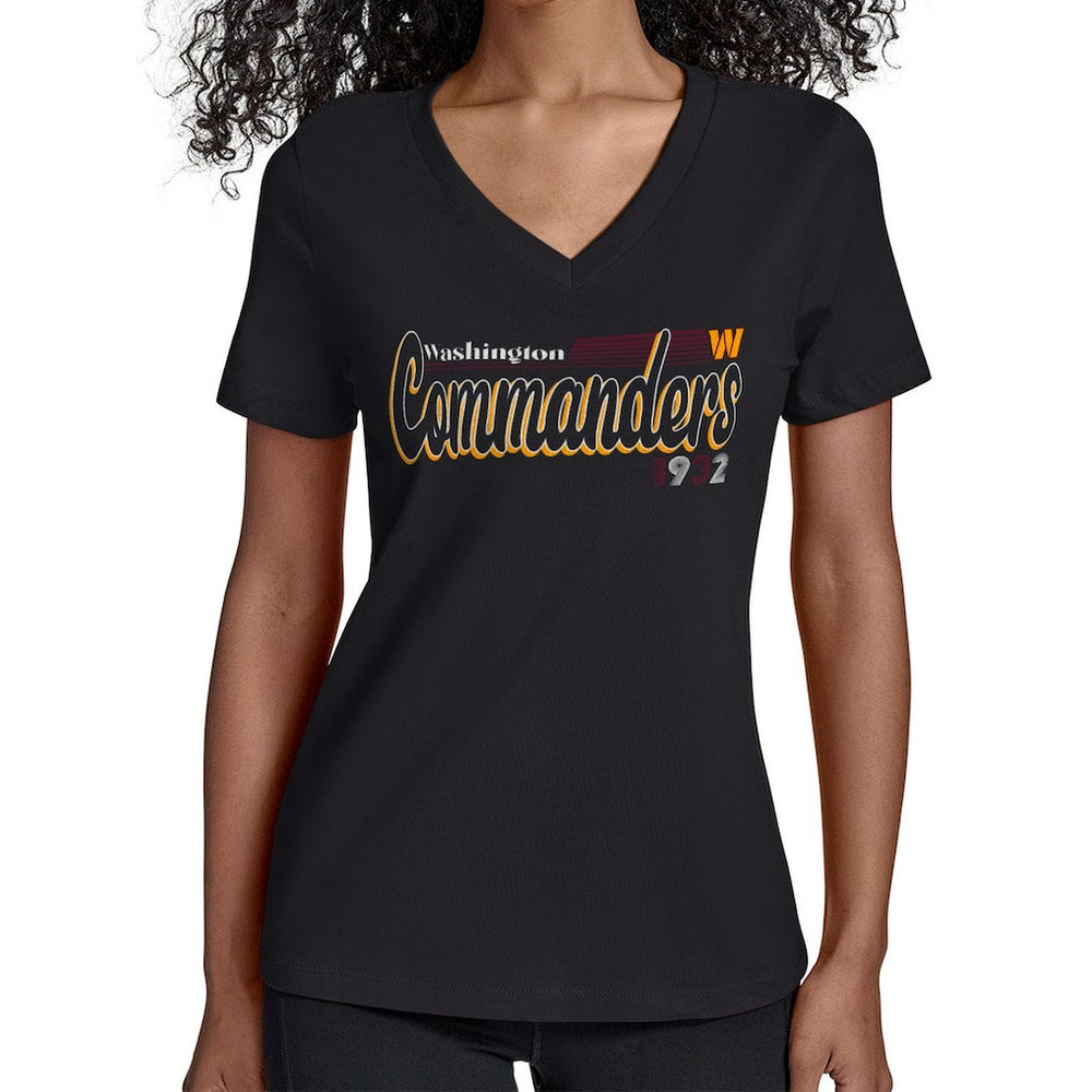 Washington Commanders Starter Women's Groovy Script V-Neck T-Shirt - Black sale