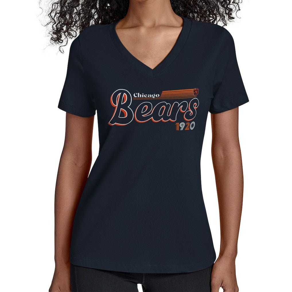 Chicago Bears Starter Women's Groovy Script V-Neck T-Shirt - Navy cheap