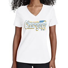 Los Angeles Chargers Starter Women's Groovy Script V-Neck T-Shirt - White for sale